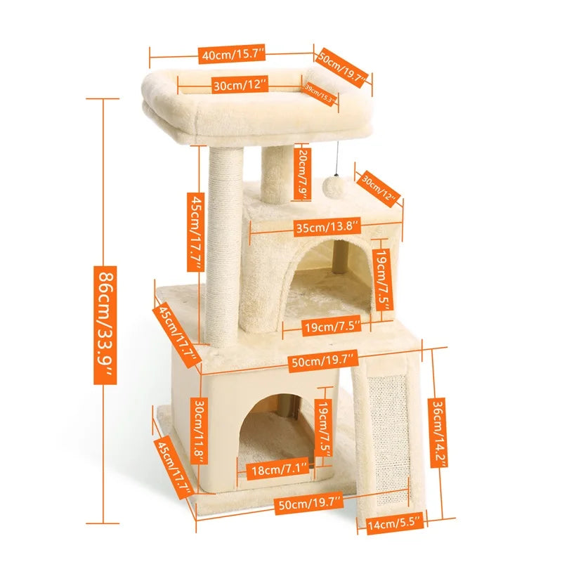 l Cat Tree With Cozy Stable Climbing Frame