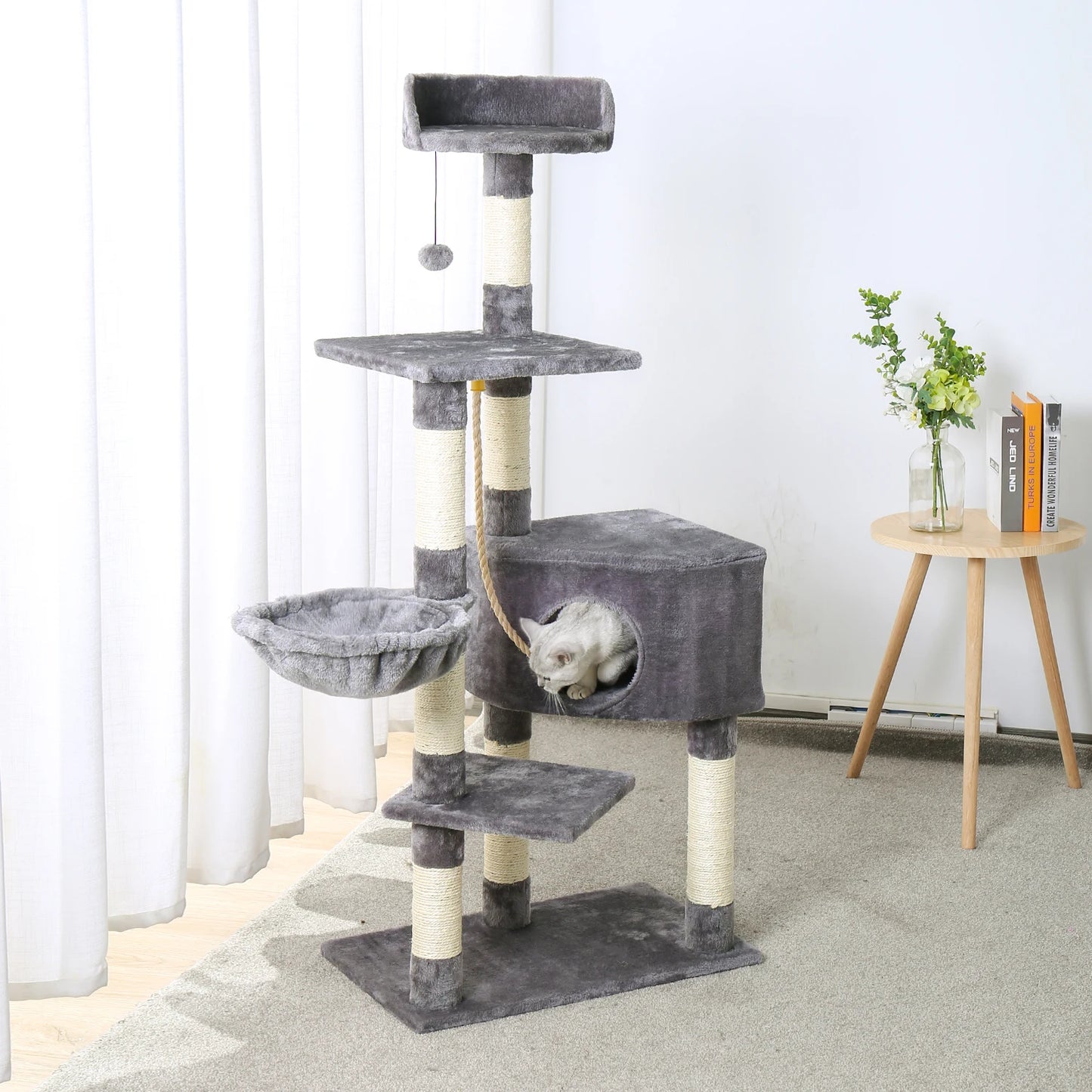 l Cat Tree With Cozy Stable Climbing Frame