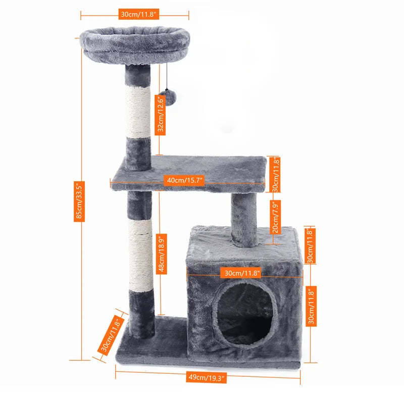l Cat Tree With Cozy Stable Climbing Frame