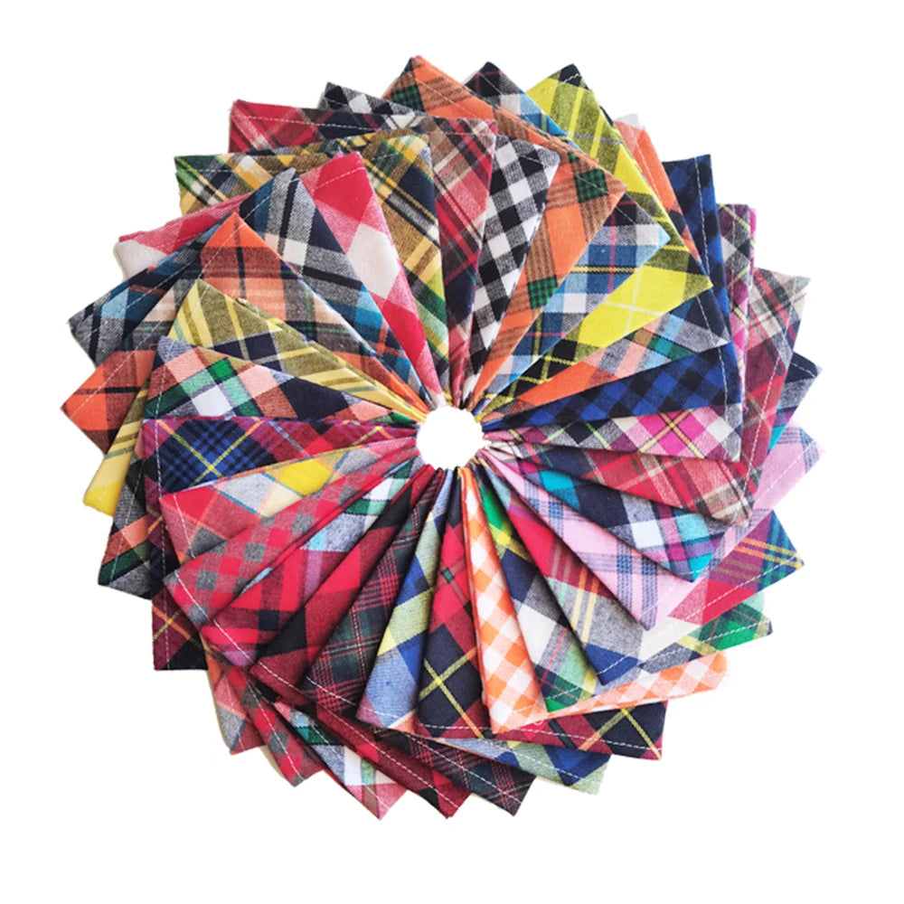 30/50 PCs Dog Plaid Bandanna