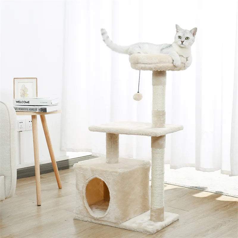 l Cat Tree With Cozy Stable Climbing Frame