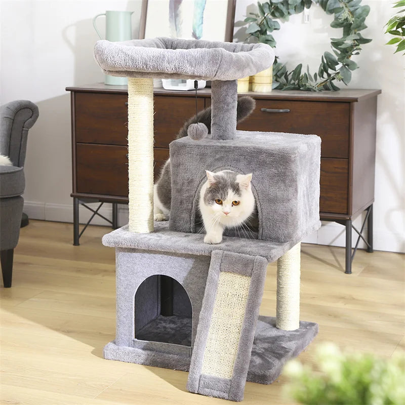 l Cat Tree With Cozy Stable Climbing Frame