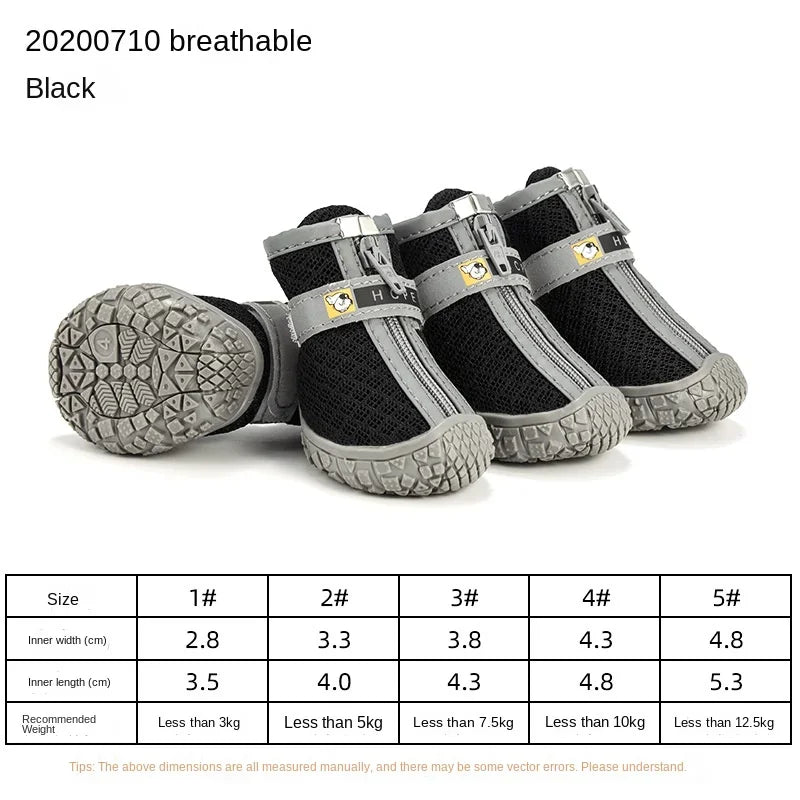 Silicone Dog Shoes Durable Reflection Breathable Soft Sole