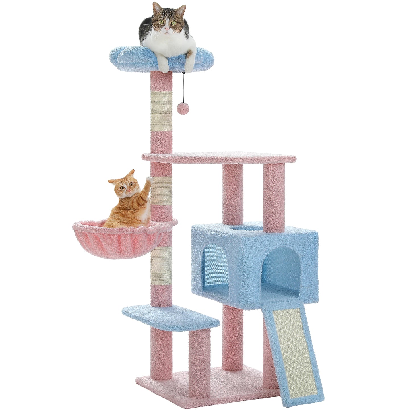 Flower Tree Multi-Level Cat Tower with Covered Scratching Posts