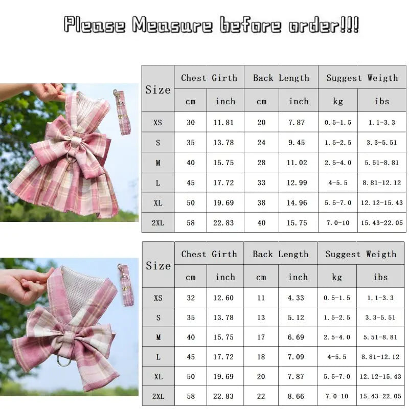 Dog Luxury Plaid Dress Harness,