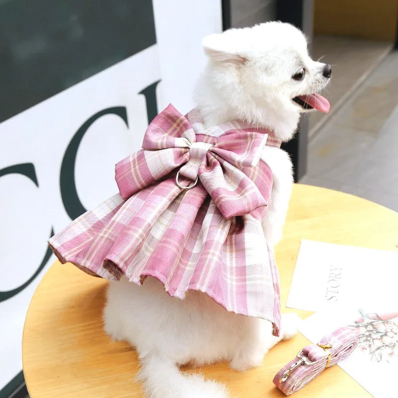 Dog Luxury Plaid Dress Harness,