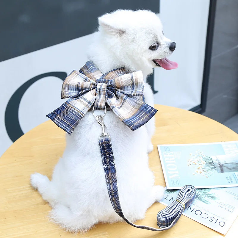Dog Luxury Plaid Dress Harness,