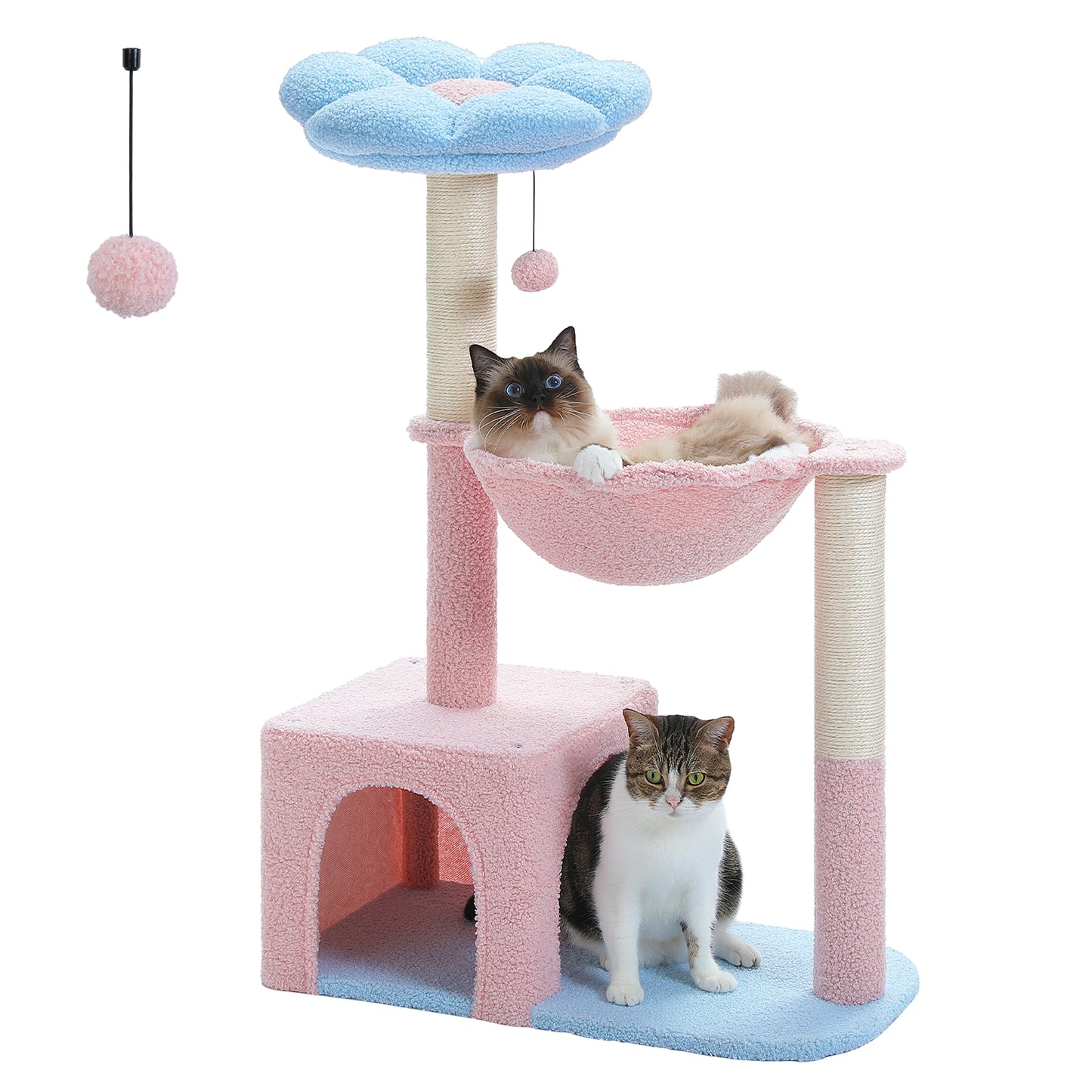 Flower Cat Tree with Large Hammock Metal Frame