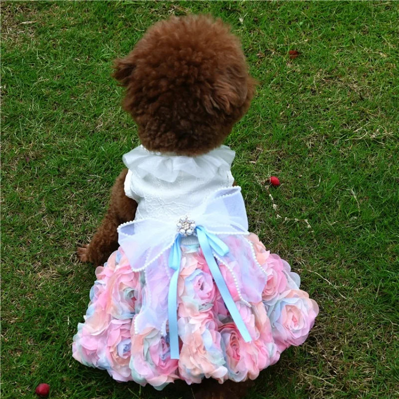 New Pet Three-dimensional Chiffon Flower Spring and summer Skirt