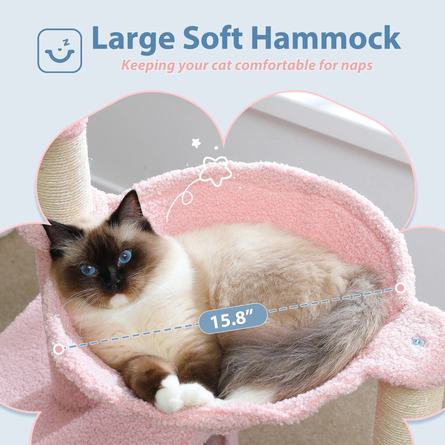 Flower Cat Tree with Large Hammock Metal Frame