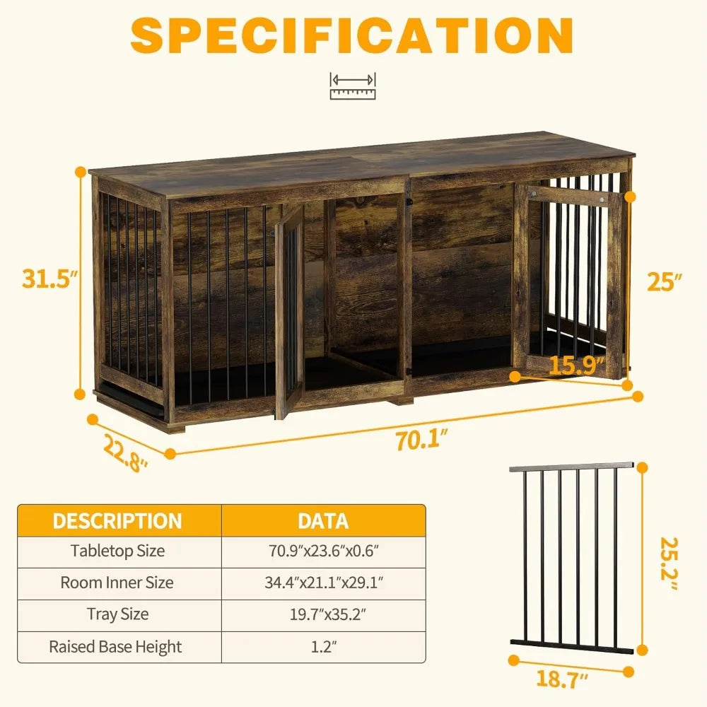 Large Furniture Style Dog Crate for 2 Dogs