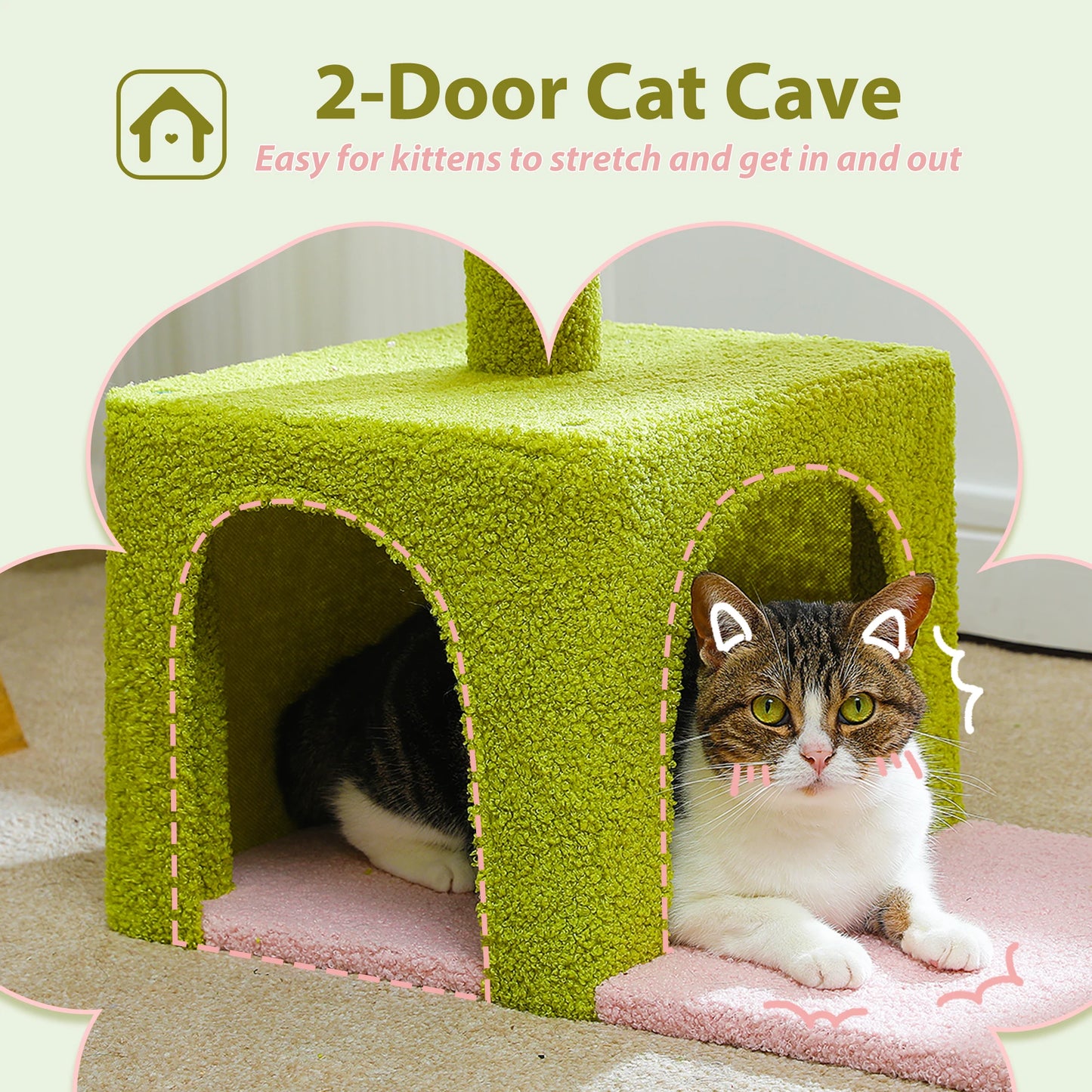 Flower Cat Tree with Large Hammock Metal Frame
