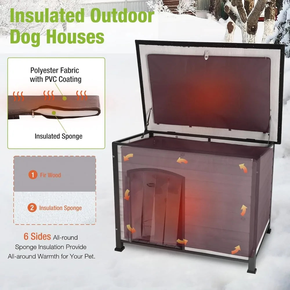 Dog House Insulated Outdoor Kennel with Liner