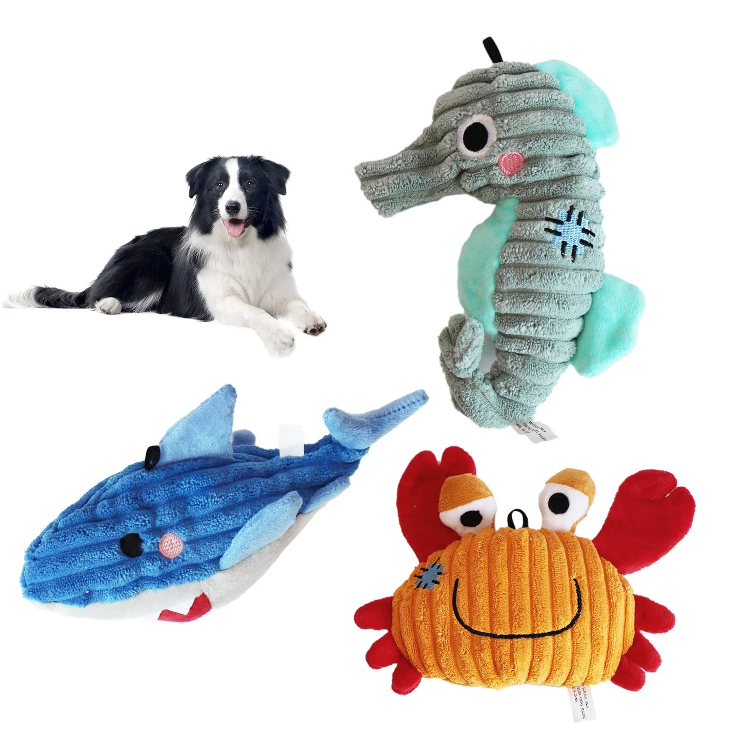 Plush Toys for Small Dogs Squeaky Soft Toy for Puppies Small Dog Ocean Series Plush Toys for small and medium breeds dogs