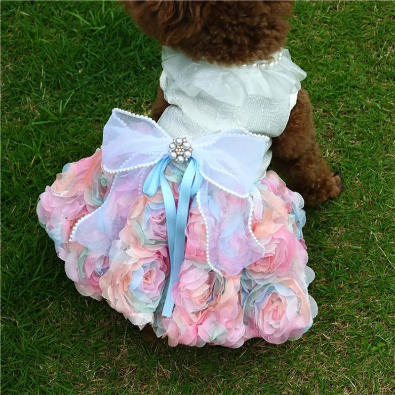 New Pet Three-dimensional Chiffon Flower Spring and summer Skirt