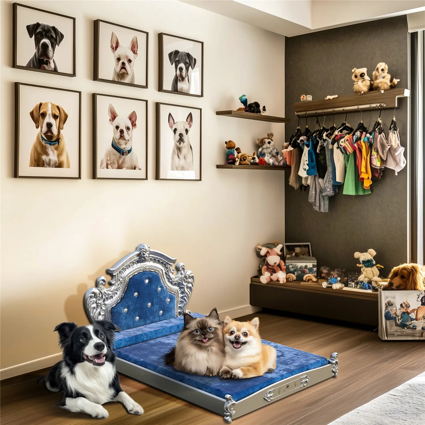 Bingo-paw Luxury Pet Bed with Headboard,