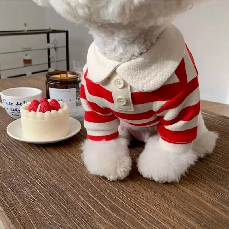 Striped Pet T-Shirt Pullover Suit