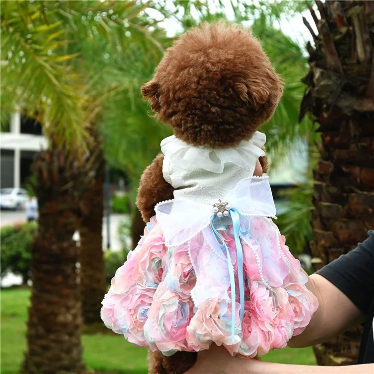 New Pet Three-dimensional Chiffon Flower Spring and summer Skirt