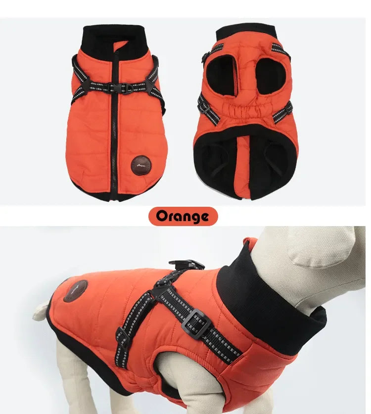 Quilted designed padding warm winter Dog Clothes With Harness