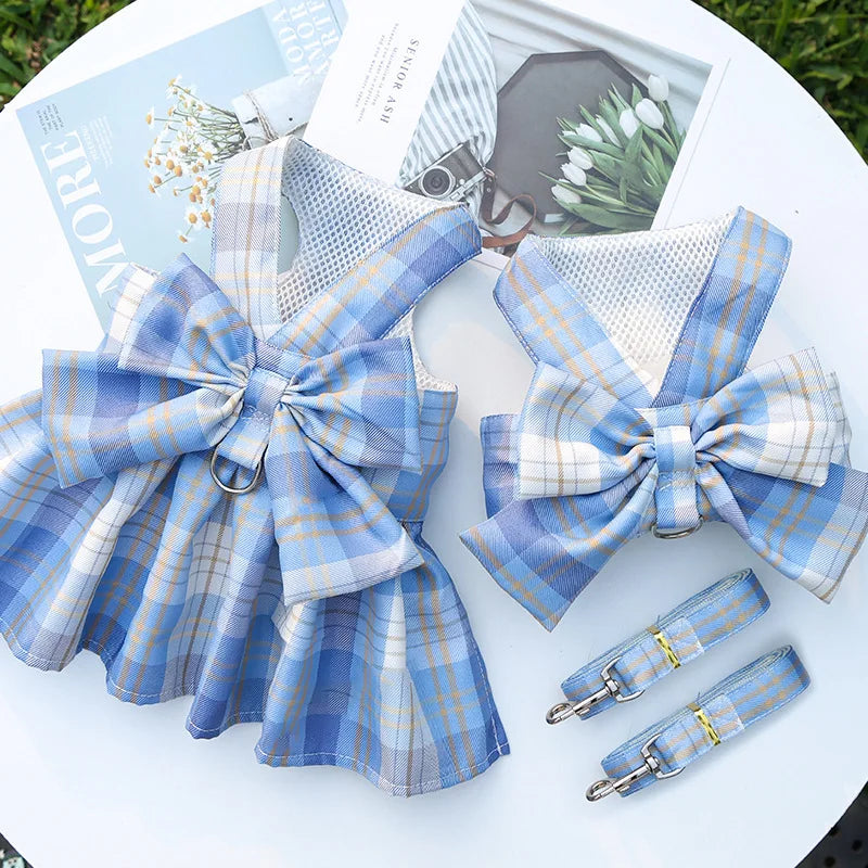 Dog Luxury Plaid Dress Harness,