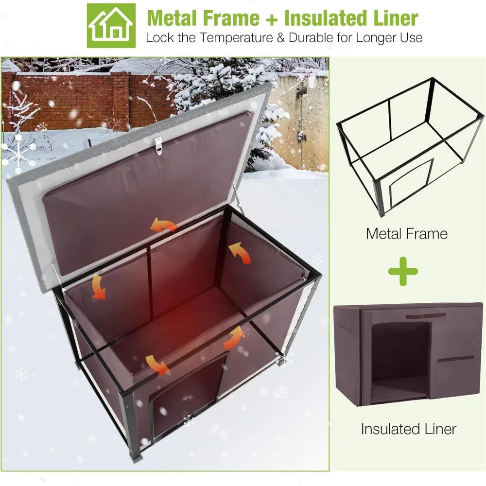 Dog House Insulated Outdoor Kennel with Liner