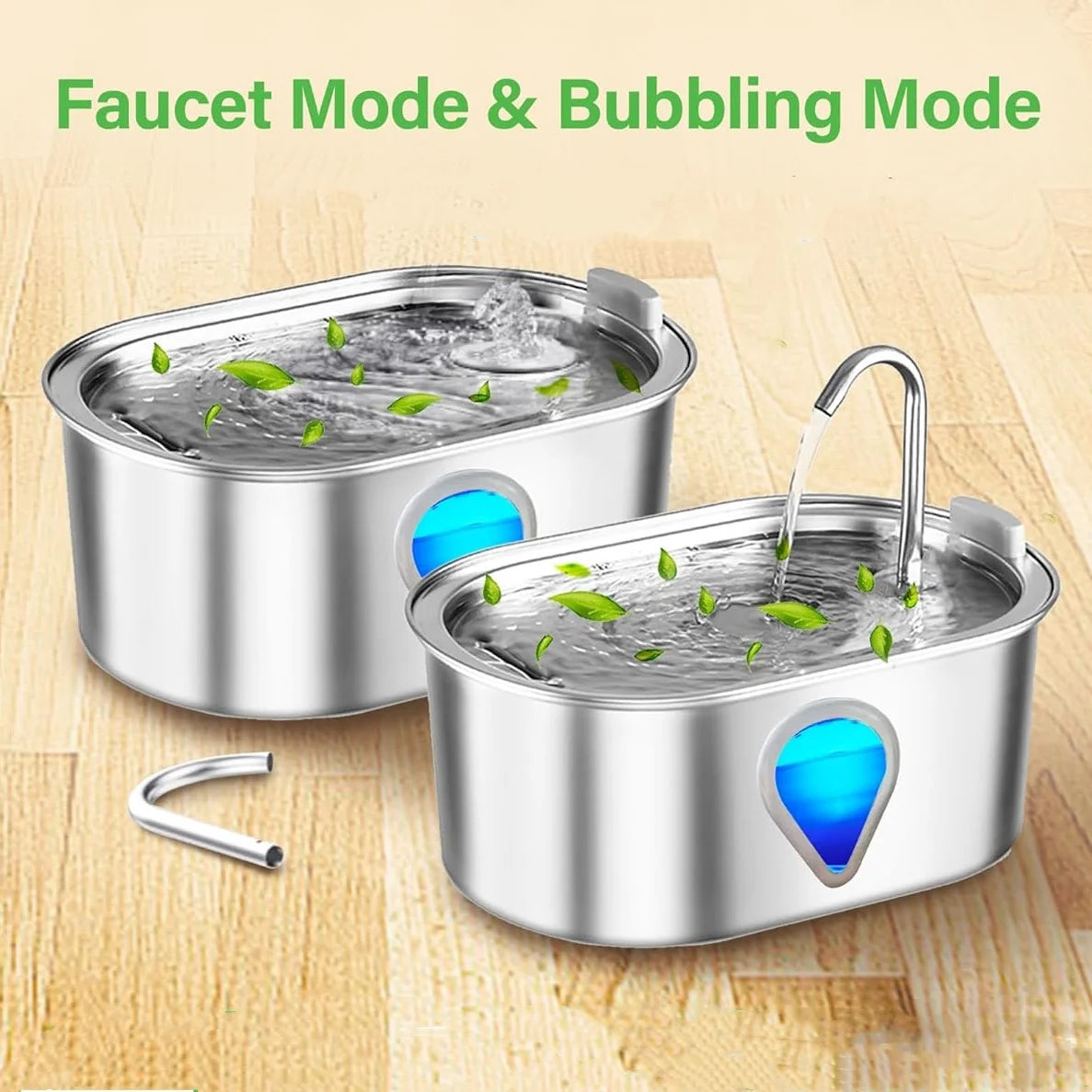 Automatic Stainless Steel Cat Water Fountain With LED Lighting