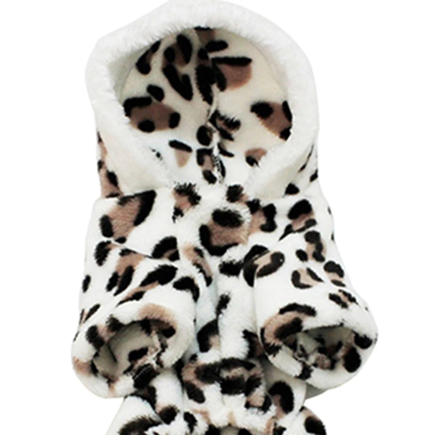 Dog Hoodie Flannel Winter Warm Leopard Jumpsuit Pajamas
