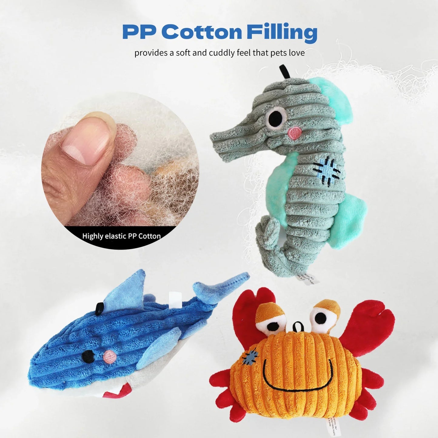 Plush Toys for Small Dogs Squeaky Soft Toy for Puppies Small Dog Ocean Series Plush Toys for small and medium breeds dogs