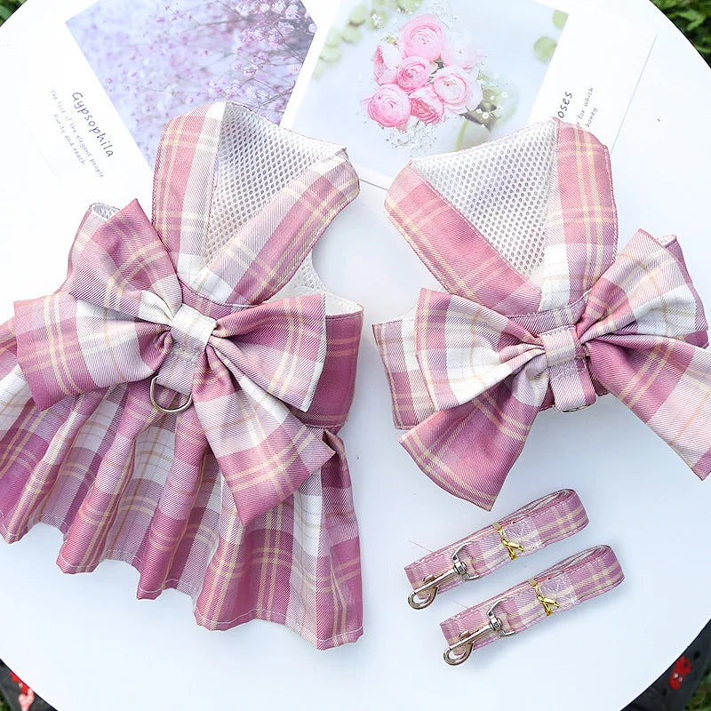 Dog Luxury Plaid Dress Harness,