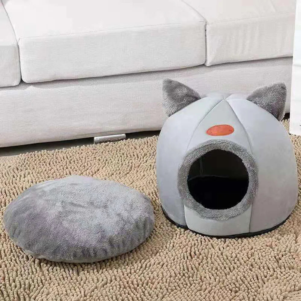 Pet bed with cat ears for small medium large cats