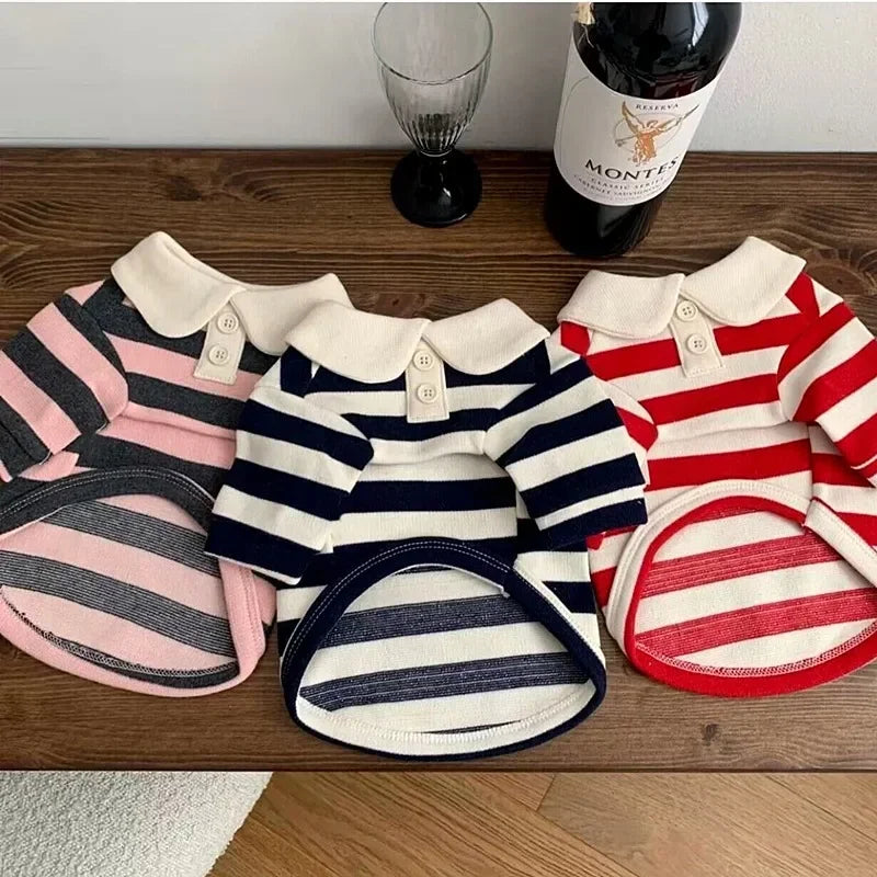 Striped Pet T-Shirt Pullover Suit