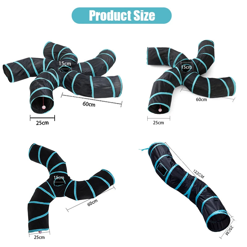 3 Holes Rainbow Cat Tunnel Foldable play toy
