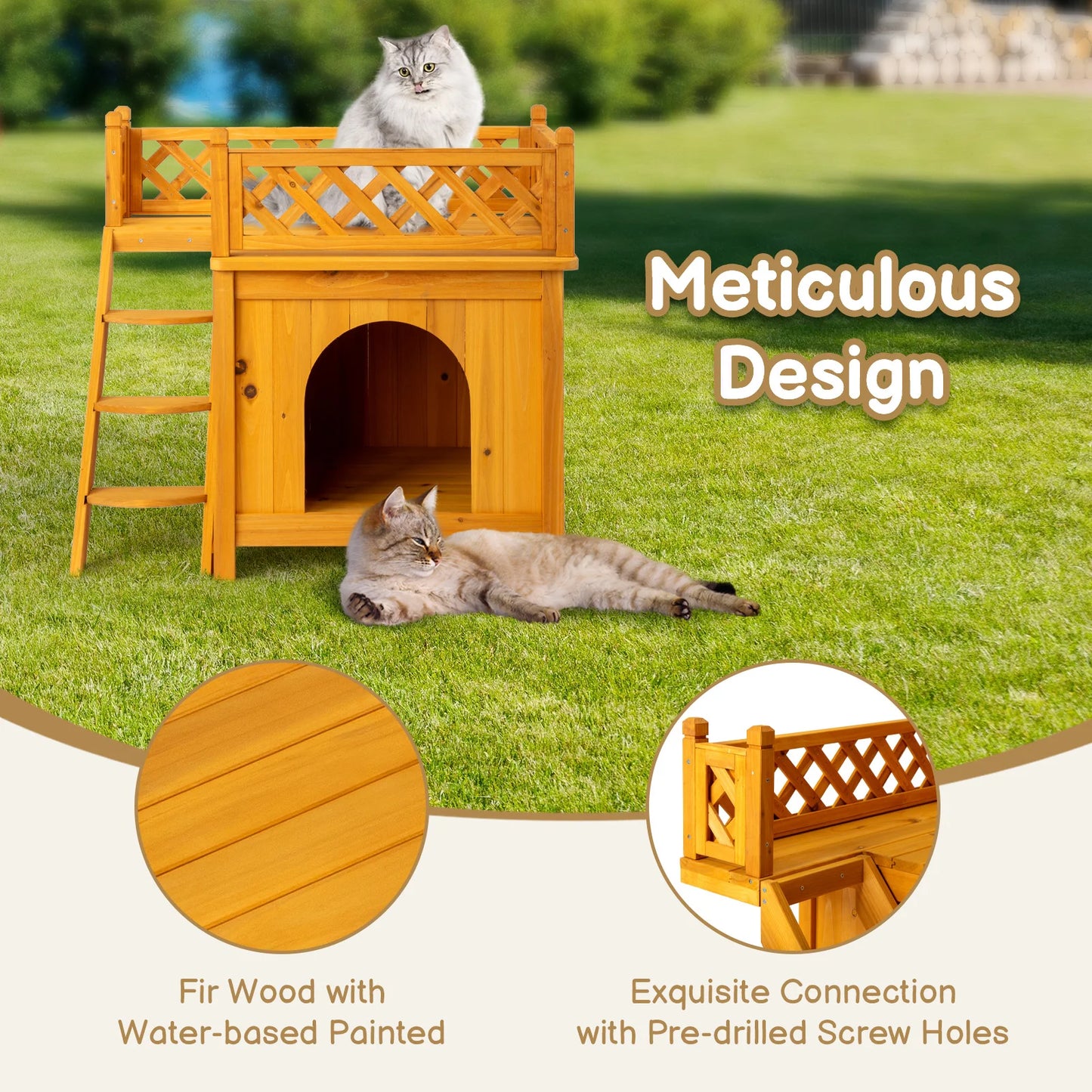 2-Story Wooden upstair Cat House