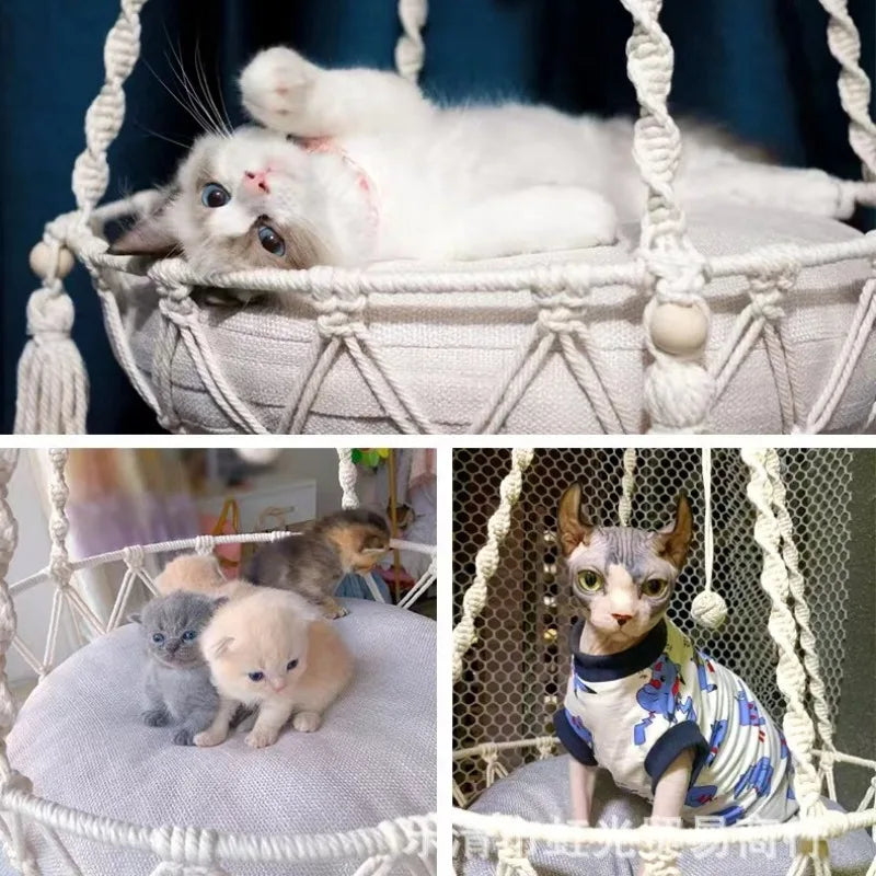 New Pet Hammock Swing Hand Woven