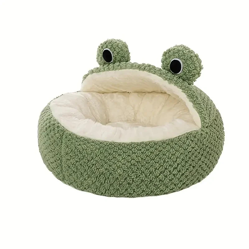 Green Cartoon Frog Type Semi-Enclosed Cat Nest