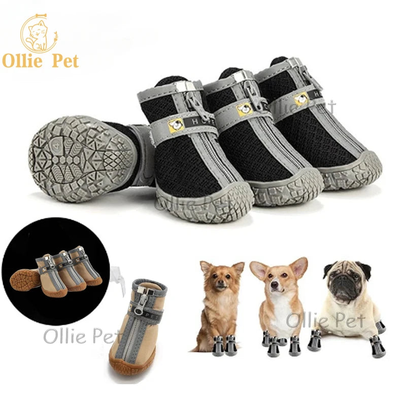 Silicone Dog Shoes Durable Reflection Breathable Soft Sole