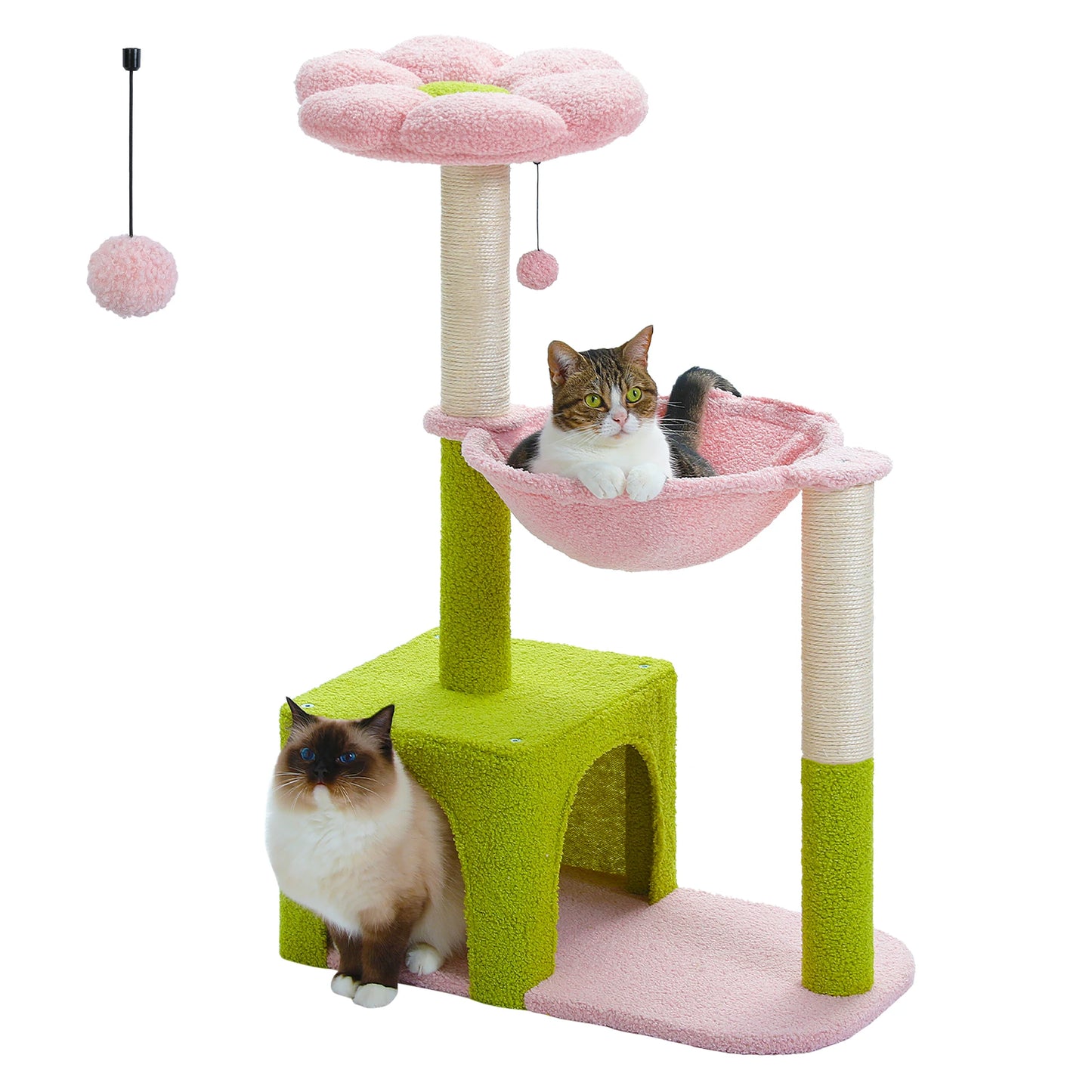 Flower Cat Tree with Large Hammock Metal Frame