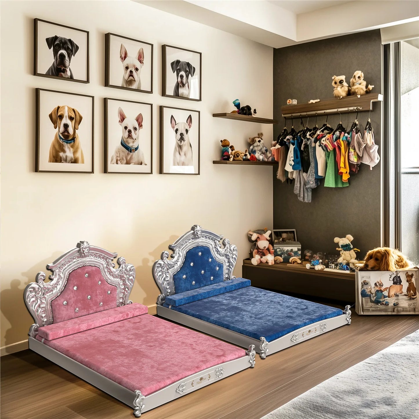 Bingo-paw Luxury Pet Bed with Headboard,