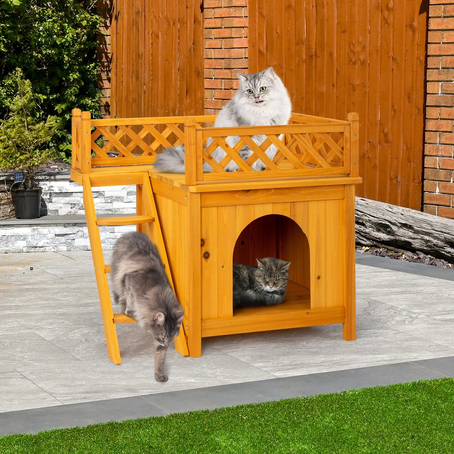 2-Story Wooden upstair Cat House