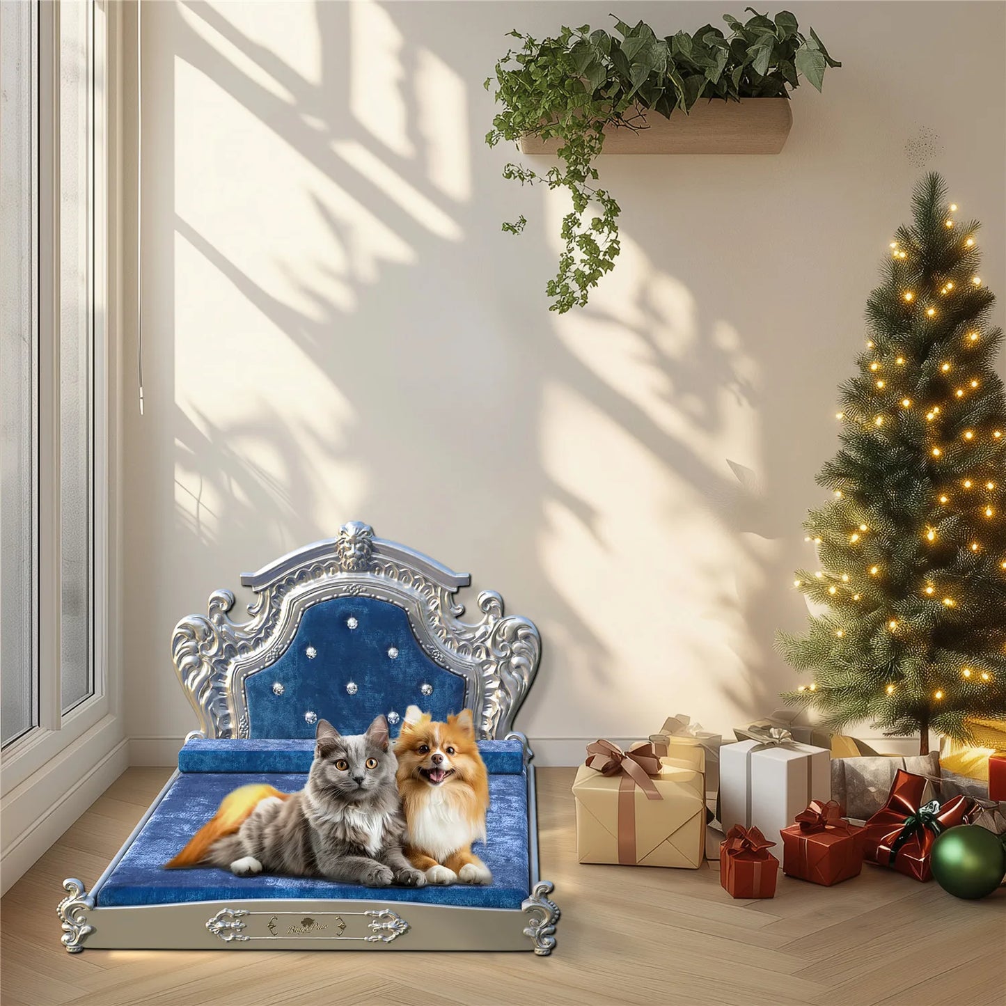 Bingo-paw Luxury Pet Bed with Headboard,