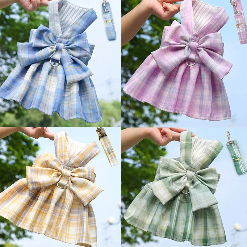 Dog Luxury Plaid Dress Harness,