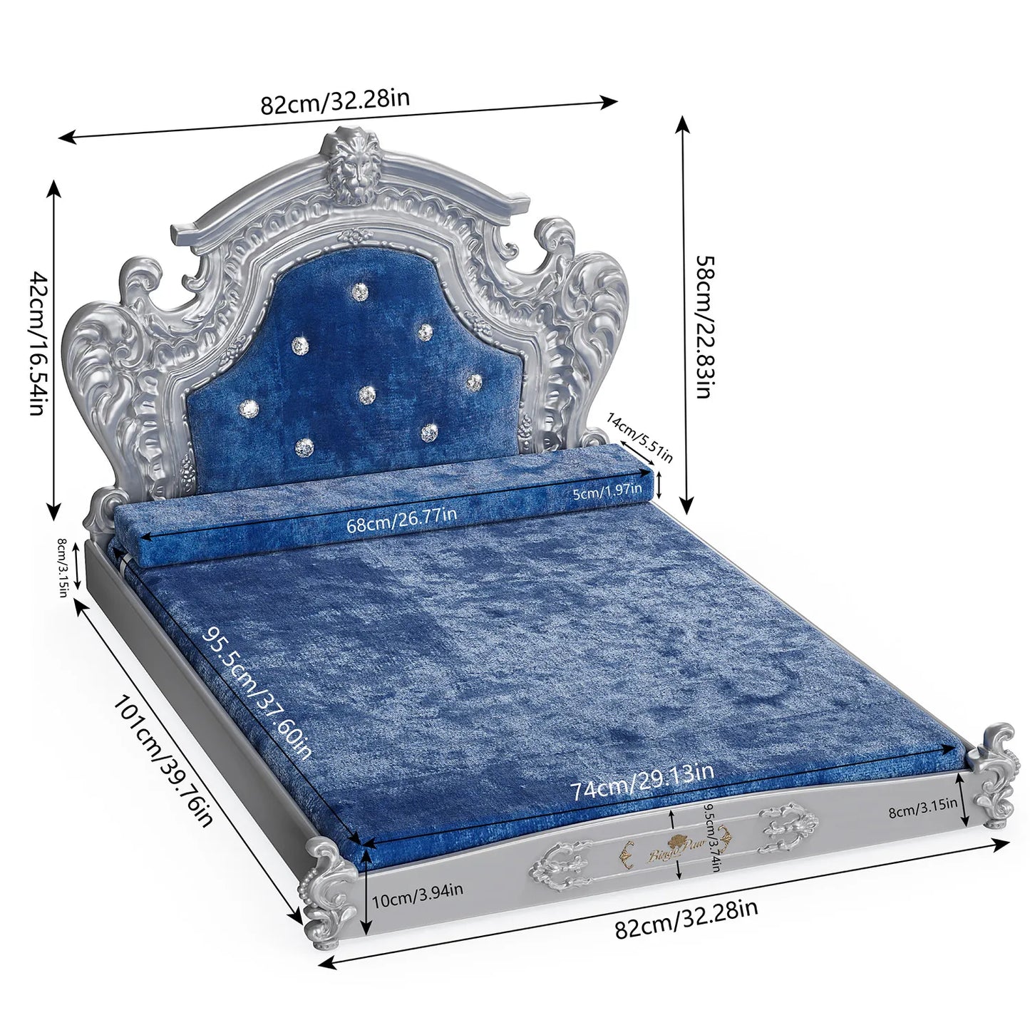 Bingo-paw Luxury Pet Bed with Headboard,