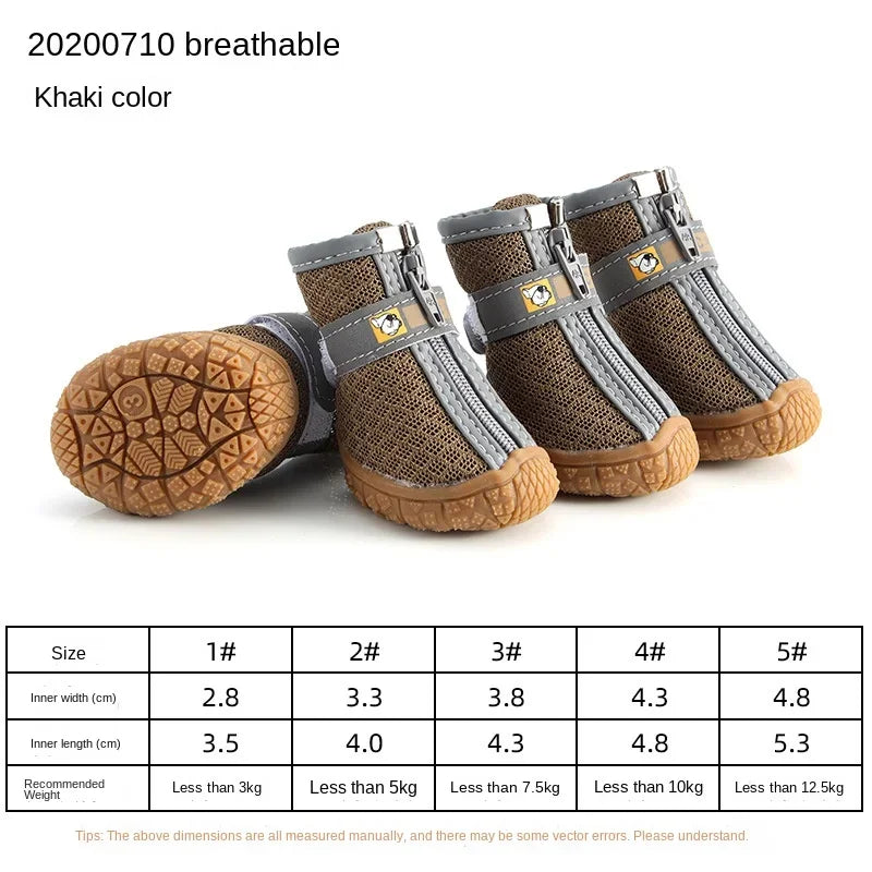 Silicone Dog Shoes Durable Reflection Breathable Soft Sole