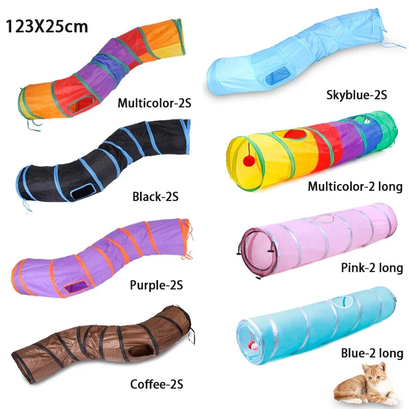 3 Holes Rainbow Cat Tunnel Foldable play toy