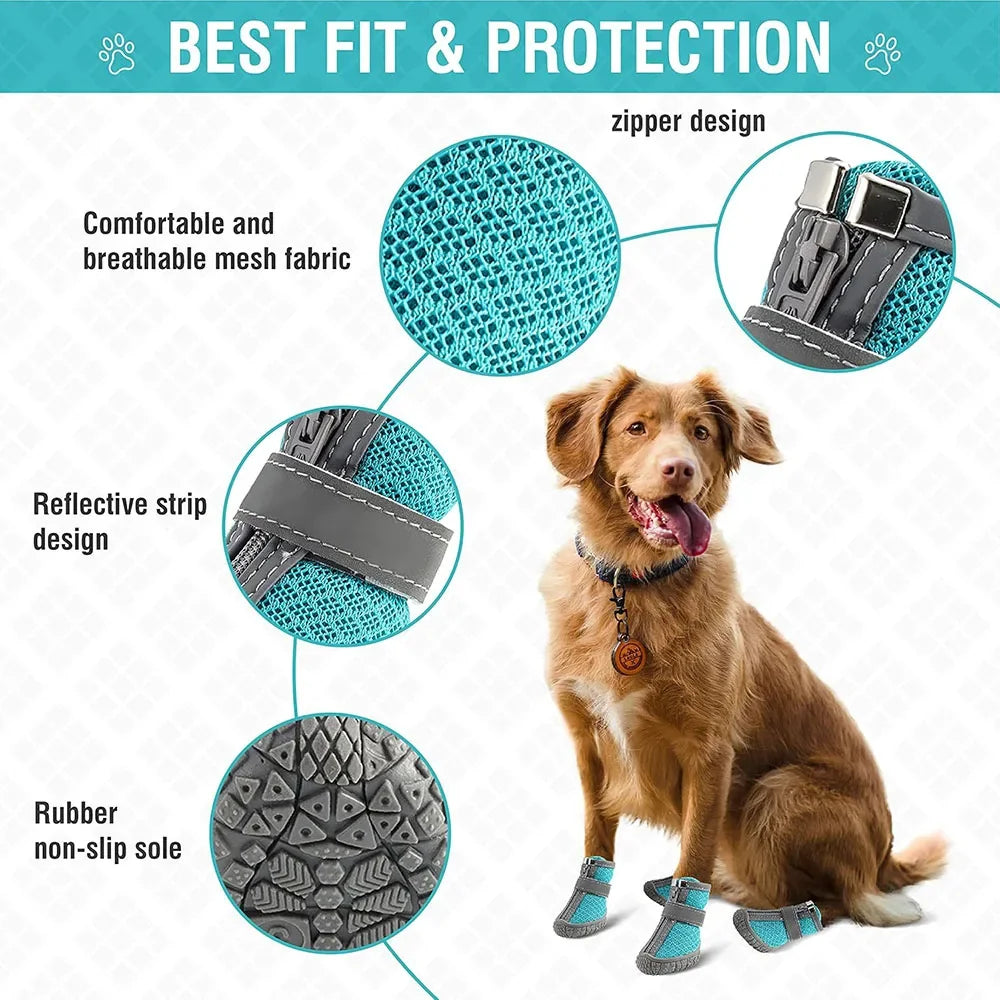 Mesh Silicone Durable Reflective Breathable Puppy Sneakers