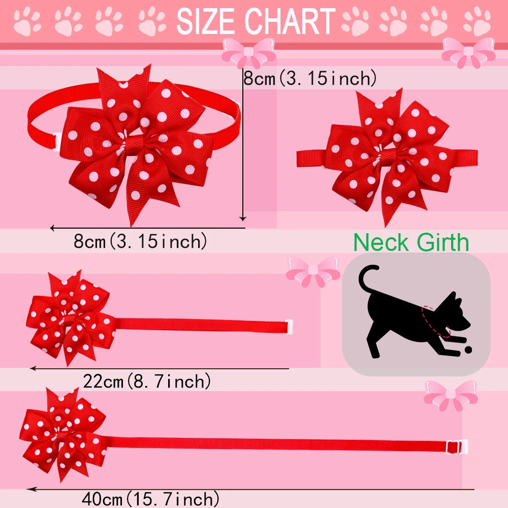 50pcs Dog Bows Dot Solid Bow Tie