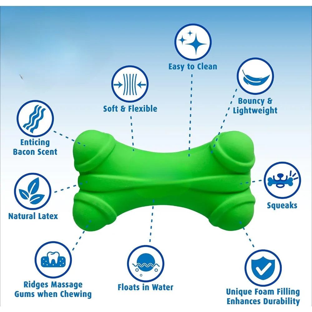 Dog Soft Play Bone Toy Assorted Colors