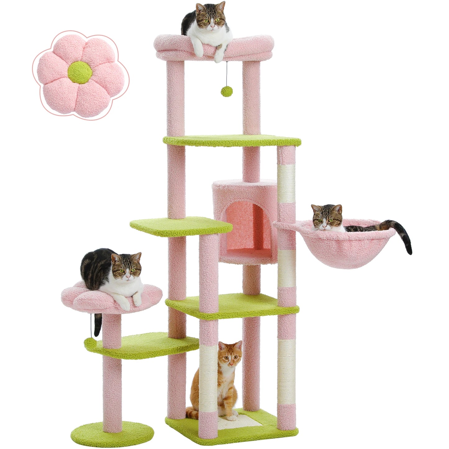 Tall Cactus Cat Tree for Large Cat Multi-Level Tower