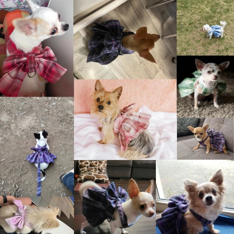 Dog Luxury Plaid Dress Harness,