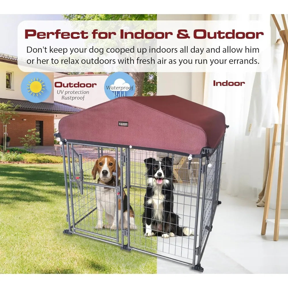 Pet Outdoor Dog Kennel with Roof Cover